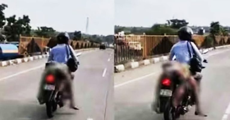 মৃত স্ত্রীকে নিয়ে বাইক চালালেন স্বামী